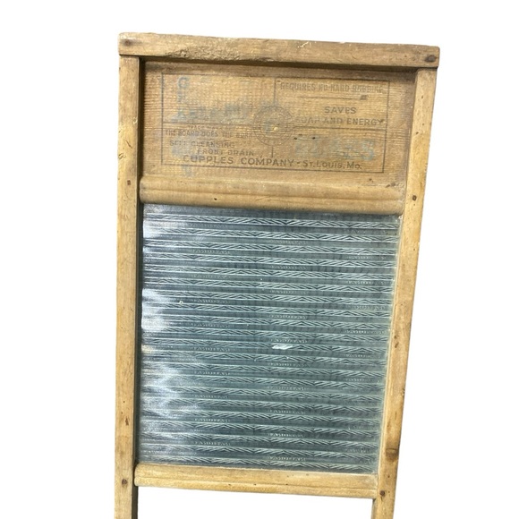 Antique Ripple Glass Wood Frame Washboard Cupples Company St. Louis Good House